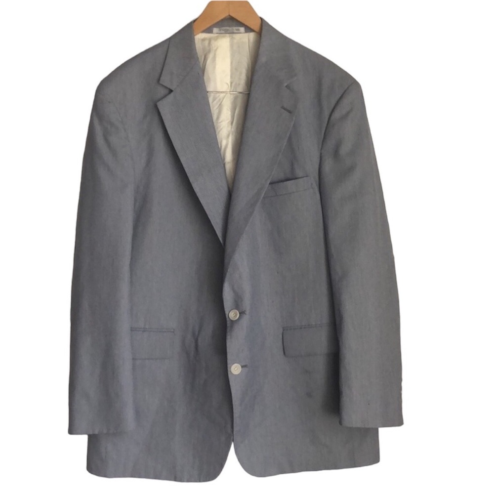 VINTAGE LORD & TAYLOR EVAN PICONE Blue White striped 2 button sports coat sz 46L